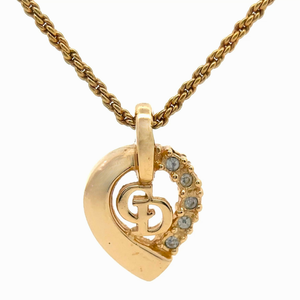 lot 30 image: Vintage Christian Dior Gold-Tone Heart Pendant Necklace with Crystals VIDEO