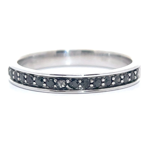 lot 31B image: 0.24 Carat Black Diamond Semi-Eternity Slim Stacking Ring in White Gold VIDEO