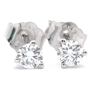 lot 37 image: NEW 0.25 Carat Diamond Round Solitaire Stud Earrings in 14k White Gold w EGL Card VIDEO