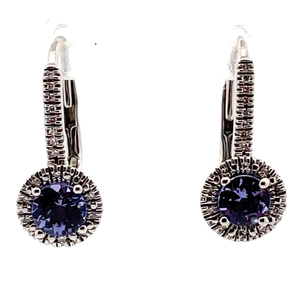 lot 40 image: NEW Tanzanite & Diamond Halo Leverback Earrings VIDEO