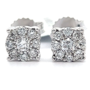 lot 43 image: NEW 0.50 Carat Diamond Round Flower Cluster Stud Earrings VIDEO