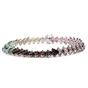lot 45 image: Assorted Semi-Precious Gemstone Rainbow Tennis Bracelet VIDEO