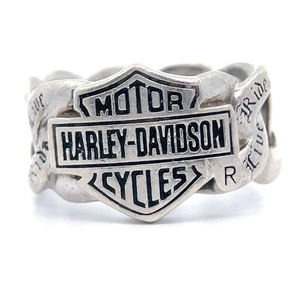 lot 45B image: Harley-Davidson Live to Ride Sterling Silver Chain Ring VIDEO