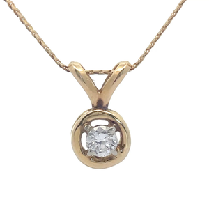 lot 48B image: Modern 0.15 Carat Diamond Solitaire Halo Necklace in 14k Yellow Gold VIDEO