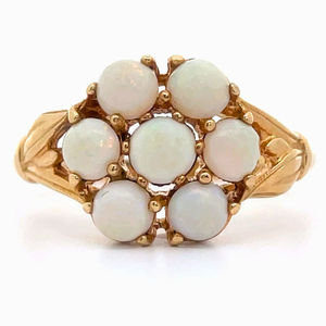 lot 50B image: White Opal Cluster Coral Reef Ring in 14k Yellow Gold VIDEO