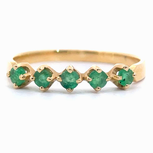 lot 51B image: Emerald Five-Stone Slim Stacking Ring in 14k Yellow Gold VIDEO