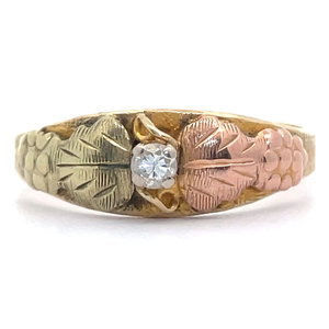 lot 52B image: Black Hills Gold Diamond Accent Ring in Tri-Color Gold VIDEO