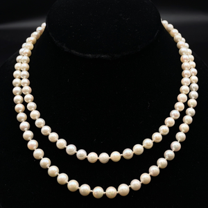 lot 53B image: 6.50mm Cultured Pearl Single-Strand Necklace w 14k White Gold VIDEO