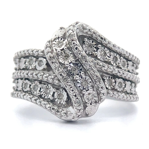lot 57B image: Natural Diamond Multi-Row Ribbon Swirl Ring VIDEO