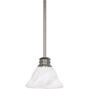 lot 15 image: Lot of 1-Light Brushed Nickel Incandescent Ceiling Mini Pendant by SATCO    Customer Returns See Pictures