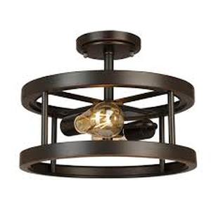 lot 40 image: Hampton Bay Moreland 13 in. 2-Light Oil-Rubbed Bronze Semi-Flush Mount     Customer Returns See Pictures
