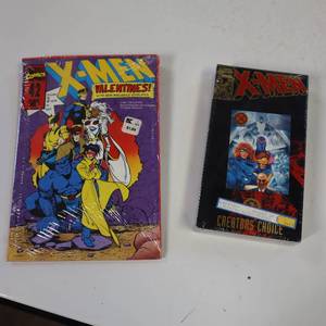 lot 44 image: X-Men Valentines Cards and VHS Night of the Sentinels All in original plastic