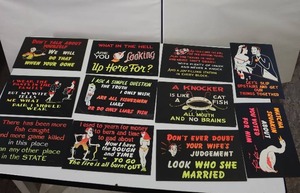 lot 48 image: Large Lot NEON FUNNY SAYINGS PLACARDS - VINTAGE  - You voted for him