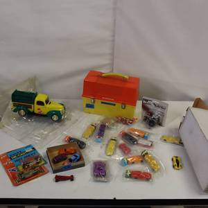 lot 74 image: McDONALDS HOT WHEELS IN original plastic, toy truck and other vintage cars....