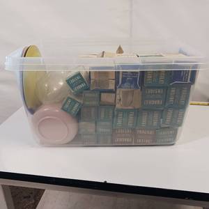 lot 84 image: LARGE LOT - LIBBEY Glass Ware - New in Box - Florence by PROLON - Melamine Dish sets - Mid Century Collectible Dishes