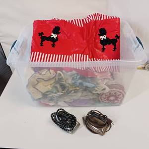 lot 109 image: Remember the days of Aprons  We have a months worth to try a new one every other day  Vintage Irons Included