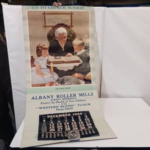 lot 127 image: 1960 Albany Roller Mills Vintage Poster Advertising Calendar - Minnesota History