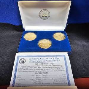 lot 6 image: (Copy) $20 Gold Double Eagle 3 Piece Set