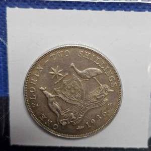 lot 12 image: 1936 Australia Silver Coin, Two Shillings