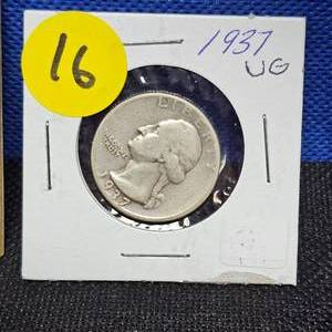 lot 16 image: (2) Washington Quarters, 1937-D and 1960-D