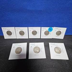 lot 21 image: (8)Buff Nickels, (2)1934-P, (1) 1935-D, (5) 1935-P