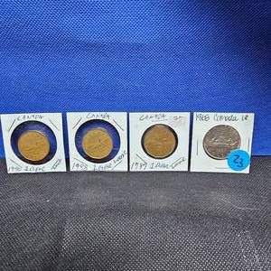 lot 23 image: 1968 Canada $1 Coin, (3) Canada Loonie$1 Coins