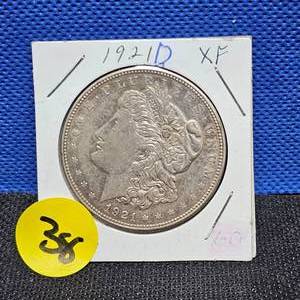 lot 38 image: 1921-D Morgan Dollar XF