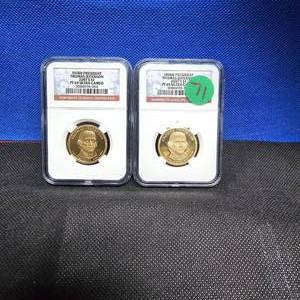 lot 71 image: (2) Thomas Jefferson Ultra Cameo $1, PF69