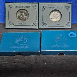 lot 80 image: (2) George Washington Commemerative $ (Silver)