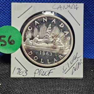 lot 56 image: 1963 Canada Silver Dollar Proof, Toned