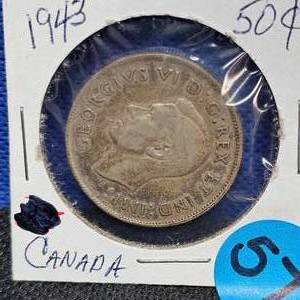 lot 57 image: 1943 Canada Silver Half Dollar