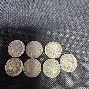 lot 60 image: (7) Buffalo Nickels-1920s