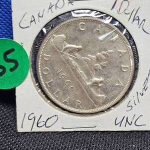 lot 55 image: 1960 Canada Silver Dollar, UNC, Toned