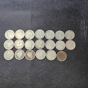 lot 50 image: 12 Roll V-Nickels, 1905-1912