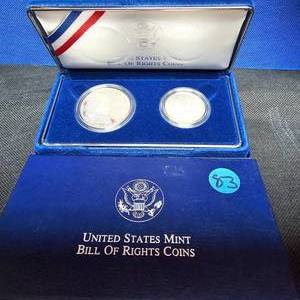 lot 83 image: 1993 (James Madison) Bill of Rights Silver Coins wToning