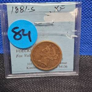 lot 84 image: 1881-S $5 Gold Coin XF