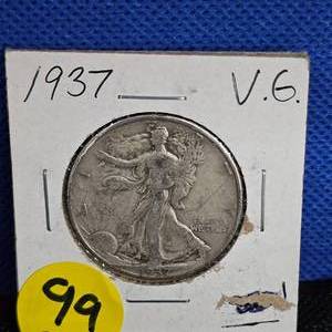 lot 99 image: 1937 Walking Liberty Half Dollar, VG