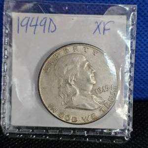 lot 100 image: 1949-D Franklin Half Dollar XF