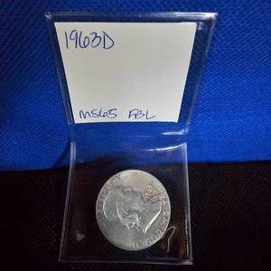 lot 101 image: 1963-D Franklin MS65 FBL