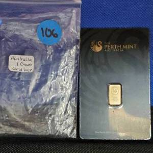 lot 106 image: Australia 1 Gram Gold Bar, Perth Mint