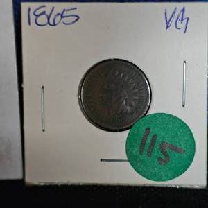 lot 115 image: (4) Indian Head Cents, 1862,1865,1888,1889