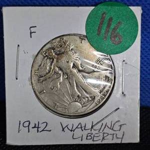 lot 116 image: 1942 Walking Liberty, F