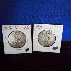 lot 140 image: (2) 1936 Walking Half Dollar