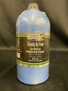 lot 7 image: Ready to Pour Acrylic Pouring Paint - Hawaiian Blue Metallic Pearl 64 oz
