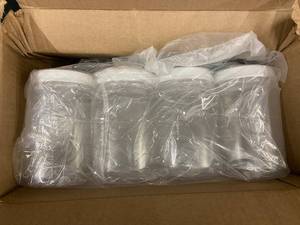lot 13 image: Set of 12 Unopened Glass Storage Jars with White Lids
