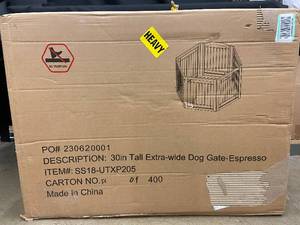 lot 33 image: 30in Tall Extra-Wide Dog Gate in Espresso Finish