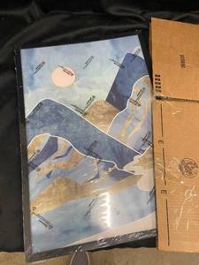lot 36 image: Abstract Mountain and Moon Wall Art Print with Protective Packaging