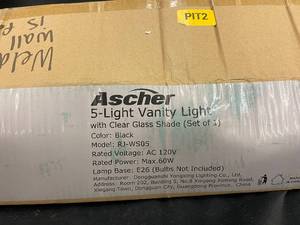 lot 68 image: Ascher 5-Light Vanity Light with Clear Glass Shade in Black