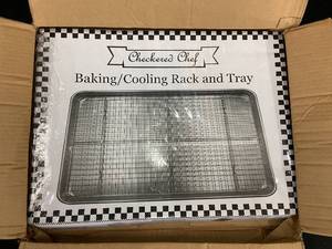 lot 80 image: Checkered Chef Baking and Cooling Rack with Tray Set
