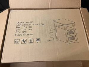 lot 133 image: White Nightstand with Built-in Power Outlets
